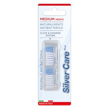 Silvercare spazzolino medio ricambi 2 pezzi