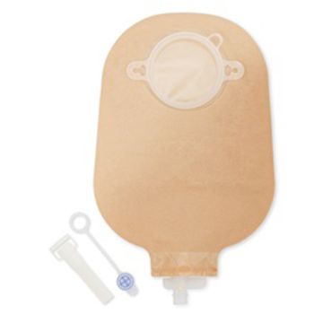 Sacca per urostomia dansac nova 2 anatomica trasparente midi con rubinetto di chiusura di sicurezza 55mm 10 pezzi + 1 adattatore e 10 tappini esterni