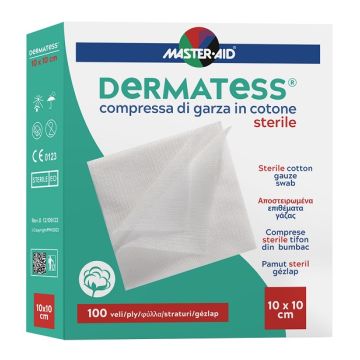Garza compressa master-aid dermatess cotone 10x10cm 100 pezzi
