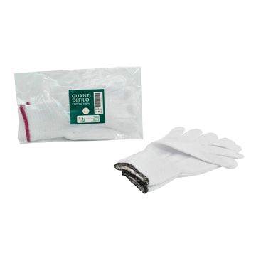 Guanto di filo cotone 100% bianco per allergie dermatologiche 7 1 paio