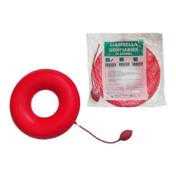 Ciambella gonfiabile per invalidi in gomma rossa team deluxe con pompa 40cm diametro