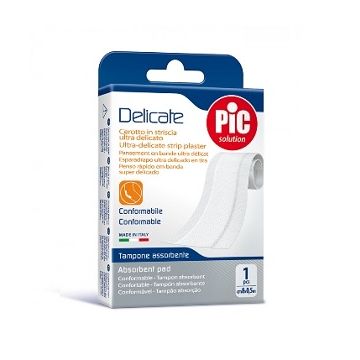 Cerotto pic delicate striscia bianca con tampone antibatterico cm 8x0,5 m