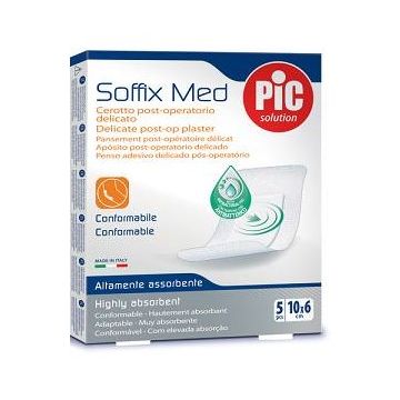 Cerotto pic soffix med in tnt con tampone centrale assorbente sterile monouso 10x6 cm antibatterico 5 pezzi