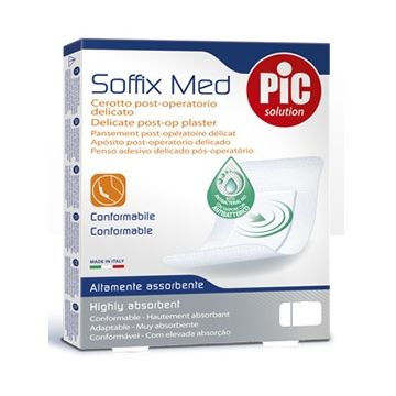 Cerotto pic soffix med in tnt con tampone centrale assorbente sterile monouso sterile 25x10 cm antibatterico 3 pezzi