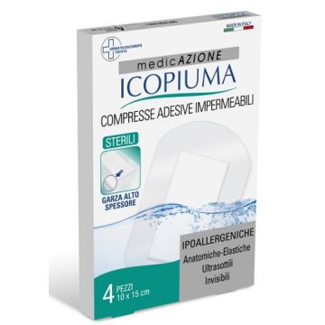 Icopiuma garza compressa medicata postoperatoria 10x15 cm 4 pezzi