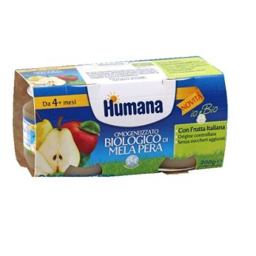Humana omogeneizzato mela/pera bio 2 vasetti 100 g