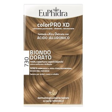 Euphidra colorpro xd 730 biondo dorato gel colorante capelli in flacone + attivante + balsamo + guanti