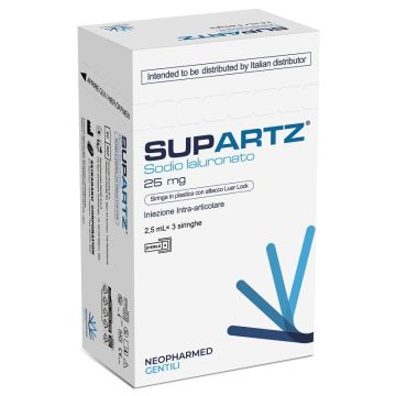 Siringa preriempita intra-articolare supartz acido ialuronico 25 mg 2,5 ml 3 pezzi