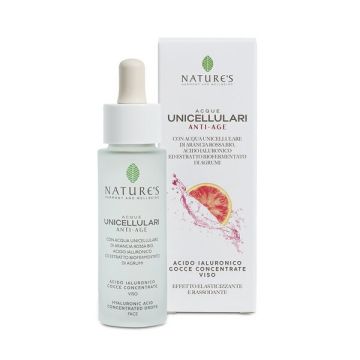 Acque unicellulari acido jaluronico gocce viso anti age arancia rossa 30 ml nature's