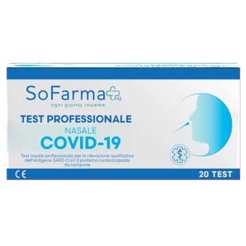 Test antigenico rapido covid-19 nasale rilevazione qualitativa antigeni sars-cov-2 in tamponi nasali 20 pezzi uso professionale sofarmapiu'