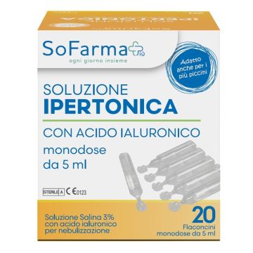 Soluzione ipertonica 3% acido ialuronico 20 flaconi 5 ml sofarmapiu'