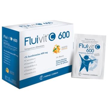 Fluivit c 600 14 bustine gusto arancia senza glutine naturalmente privo di lattosio