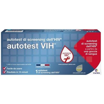 Autotest vih screening dell'hiv contiene 1 autotest + soluzione + bisturi + cerotto + garza + salvietta disinfettante
