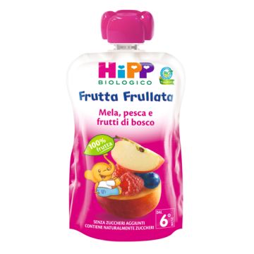 Hipp bio frutta frullata mela pesca frutti di bosco 90 g