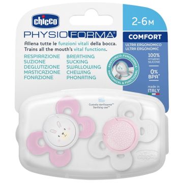 Chicco succhietto comfort girl silicone 2-6 mesi 2 pezzi
