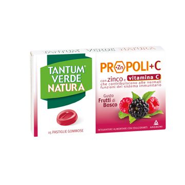 Tantum verde natura propoli+c con zinco e vitamina c 15 pastiglie gommose gusto frutti di bosco