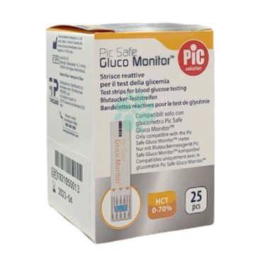 Strisce misurazione glicemia pic gluco monitor 25 pezzi