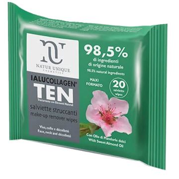 Natur unique ialucollagen ten salviette struccanti viso 20 salviette maxi