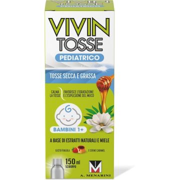 Vivin tosse pediatrico sciroppo per tosse secca e grassa gusto fragola e creme caramel 150 ml
