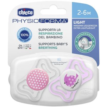 Chicco succhietto light girl silicone 2-6 mesi 2 pezzi