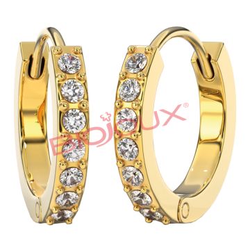 Bjt991 orecchini crystal hoop gold plated