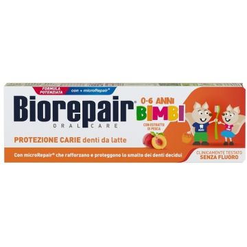 Biorepair oral care kids 0-6 anni denti da latte dentifricio con estratto di pesca 50 ml