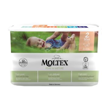 Pannolini moltex pure & nature mini 3-6 kg taglia 2 38 pezzi