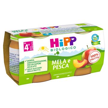 Hipp bio omogeneizzato mela/pesca 2 x 80 g