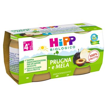 Hipp bio omogeneizzato prugna e mela 2 x 80 g