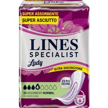 Assorbenti per incontinenza lines specialist lady 4 normal 10 pezzi