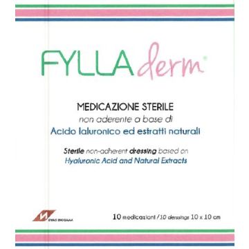 Medicazione non aderente fylladerm a base di acido ialuronico 10 x 10 cm 10 buste