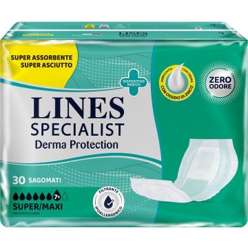 Pannolone per incontinenza lines specialist derma sagomato super+ 30 pezzi