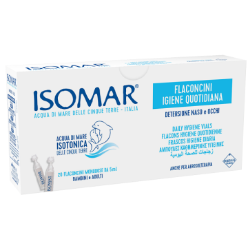 Isomar soluzione isotonica acqua mare igiene quotidiana 20 flaconcini monodose 5 ml