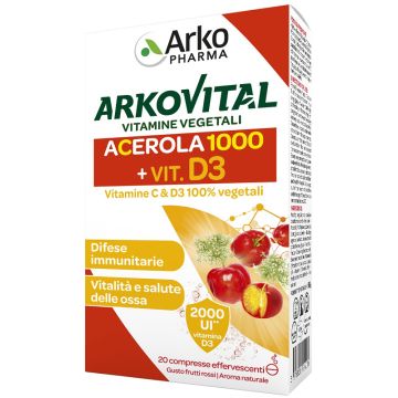 Arkovital vitamine c+d3 20 compresse effervescenti gusto frutti rossi