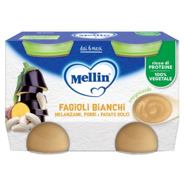 Mellin omogeneizzato fagioli bianchi e melanzane 2 pezzi da 130 g