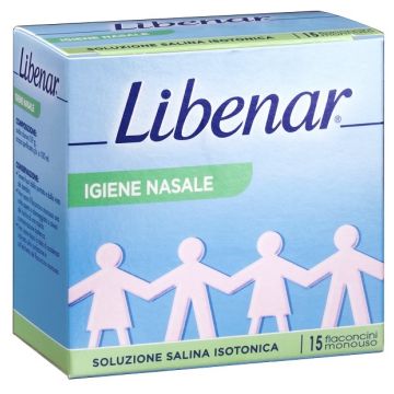 Soluzione salina isotonica 0,9% libenar per igiene nasale 15 flaconcini monouso x 5 ml