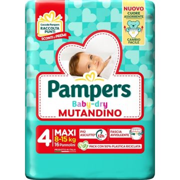 Pampers baby dry pannolino mutandina maxi small pack 16 pezzi