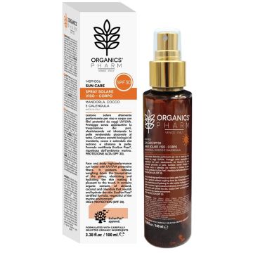 Organics pharm sun care spray solare viso-corpo spf30 100 ml