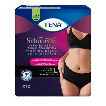 Pannolone a mutandina assorbente tena silhouette noir l vita bassa 10 pezzi