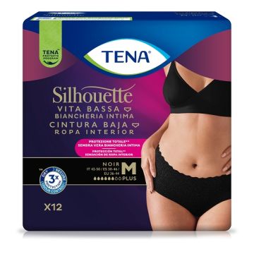 Pannolone a mutandina assorbente tena silhouette noir m vita bassa 12 pezzi
