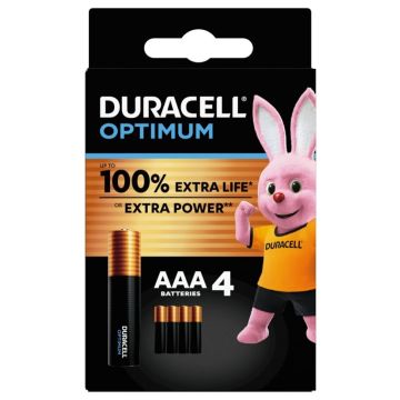 Duracell optimum aaa b4 4 pile blister