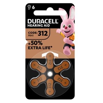 Duracell easy tab 312 marrone batteria per apparecchio acustico 6 pezzi